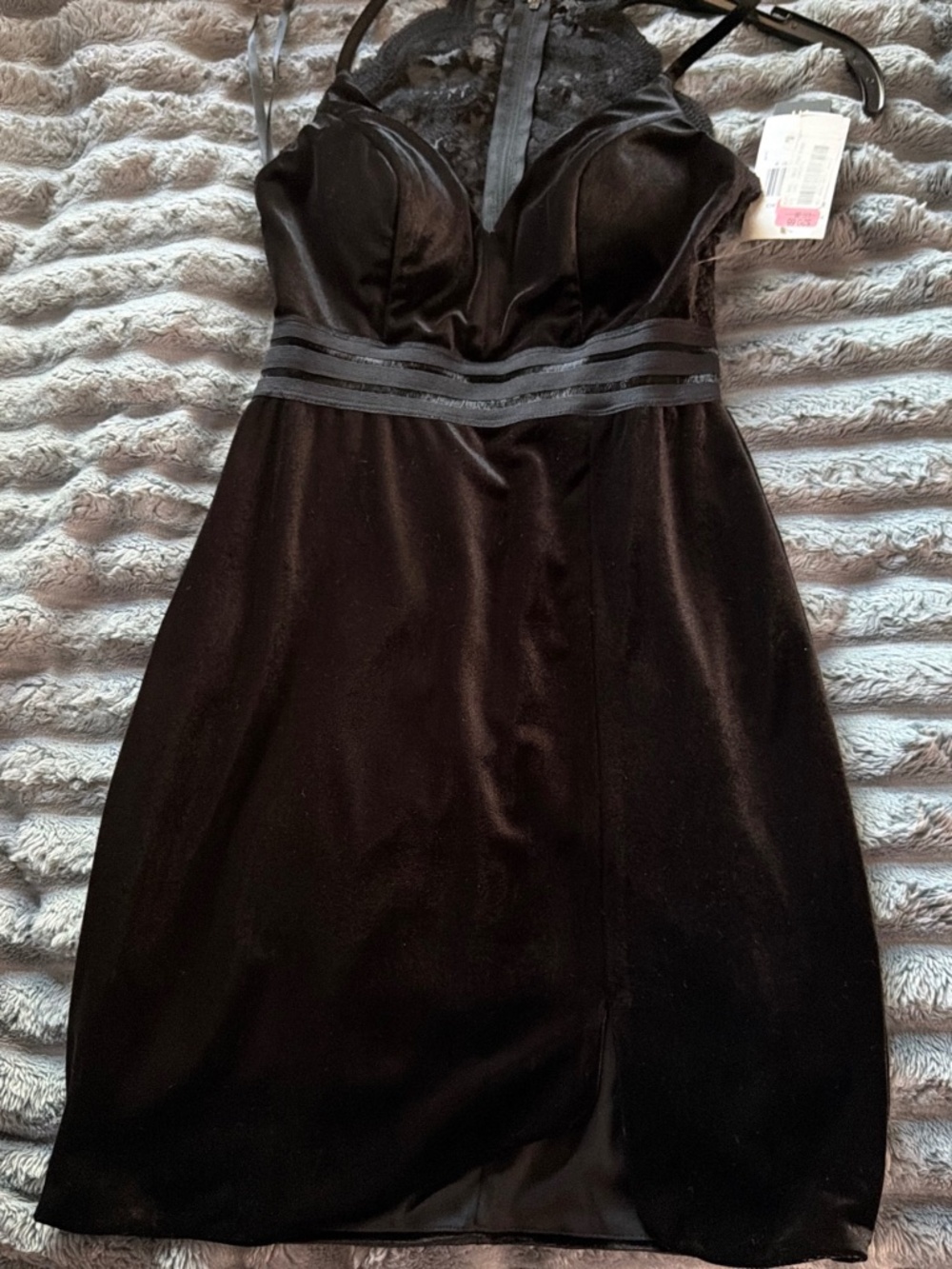 black lace halter dress